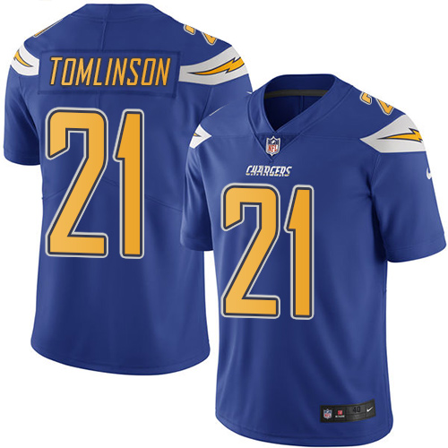 Men's Elite LaDainian Tomlinson Nike Jersey Electric Blue - #21 Rush NFL Los Angeles Chargers